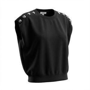 Jason Wu Women’s Luxe Sleek Contemporary Black Sleeveless Silver Stud Top XS NWT